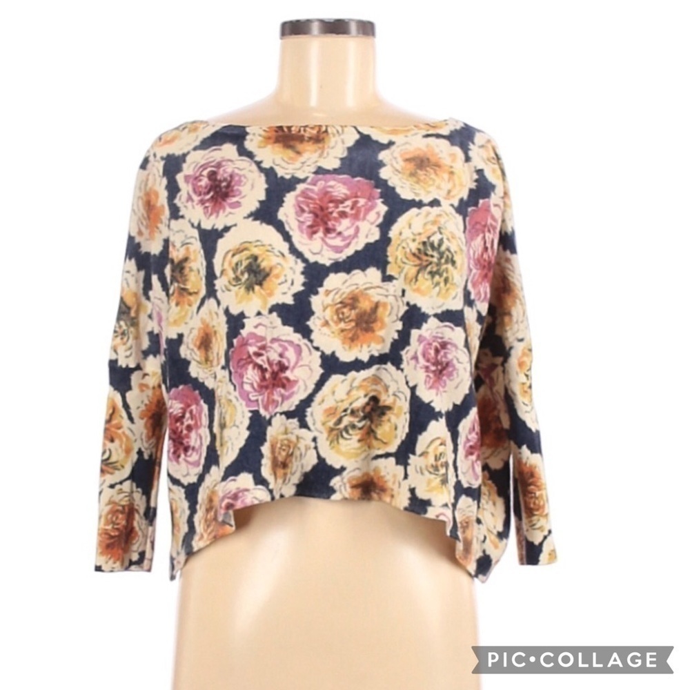 Anthro Knitted&Knotted Wool Floral Pullover Sweatr
